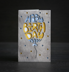 Деревянная открытка Happy Birthday